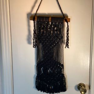 Macrame Wall Hanging Black 11.5” x 30”